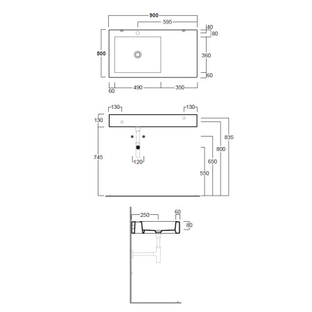 Раковина из сантехнического фаянса Simas FZ 11 bia 1 hole 90х50 подвесная цвет белый